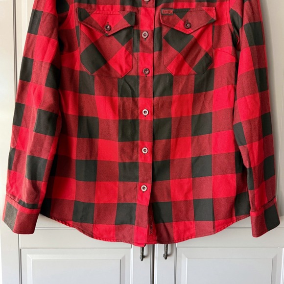 DIXXON Flannel Company Women's OG REDRUM Plaid Button Up Shirt(OG) Red Black, M - Picture 4 of 9